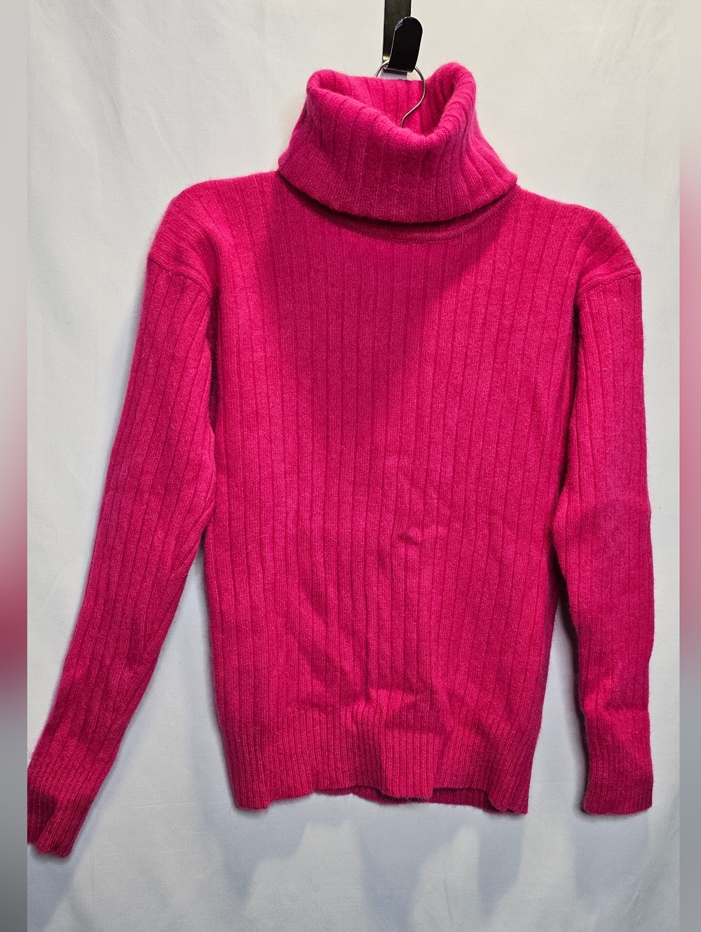 Hot Pink Lambswool/angora Blend Turtle Neck Sweater
